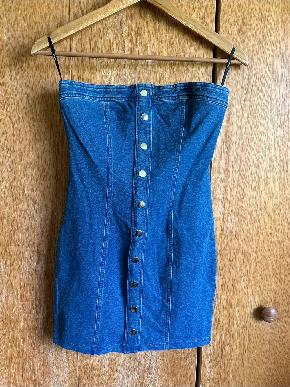 Forever 21 Strapless Button-Front Denim Mini Dress